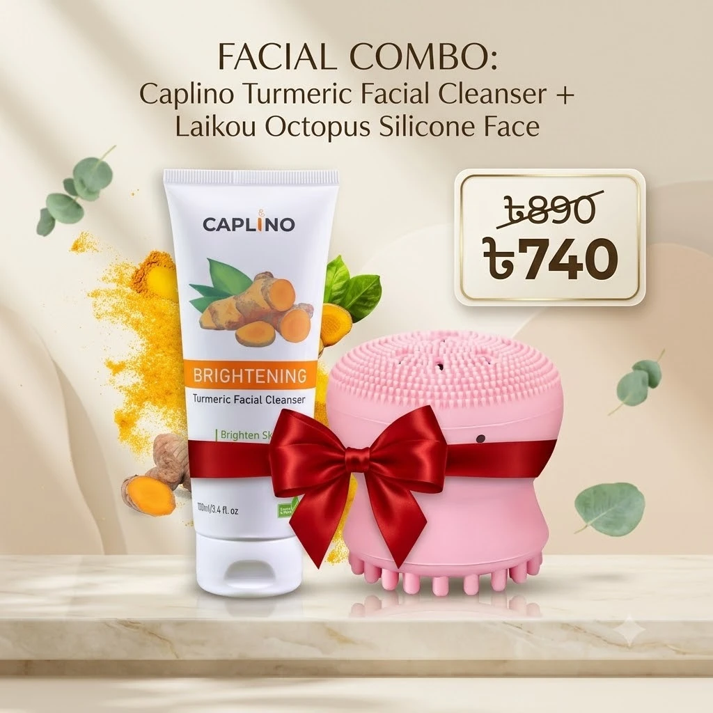 Facial Combo Caplino Turmeric Facial Cleanser + Laikou Octopus Silicone Face